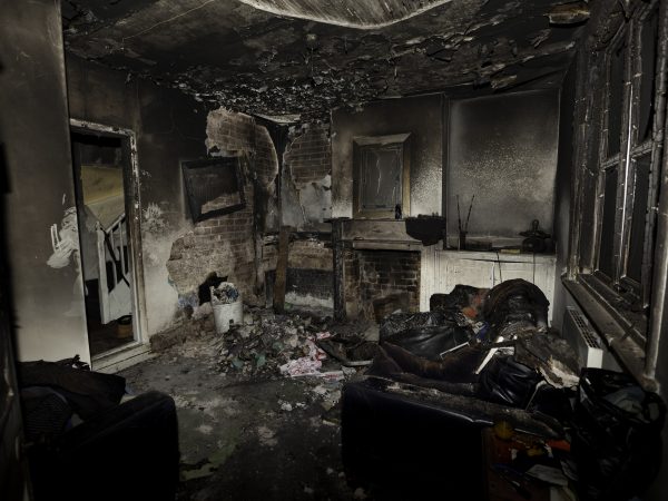 House interior damaged by fire