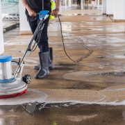 Floor Scrubbing Preparation Before Concrete Stripping and Sealing