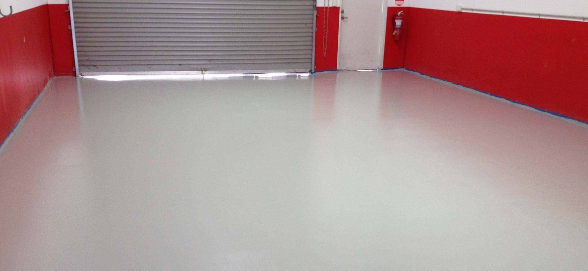 Epoxy floor coating for non-slip effect.