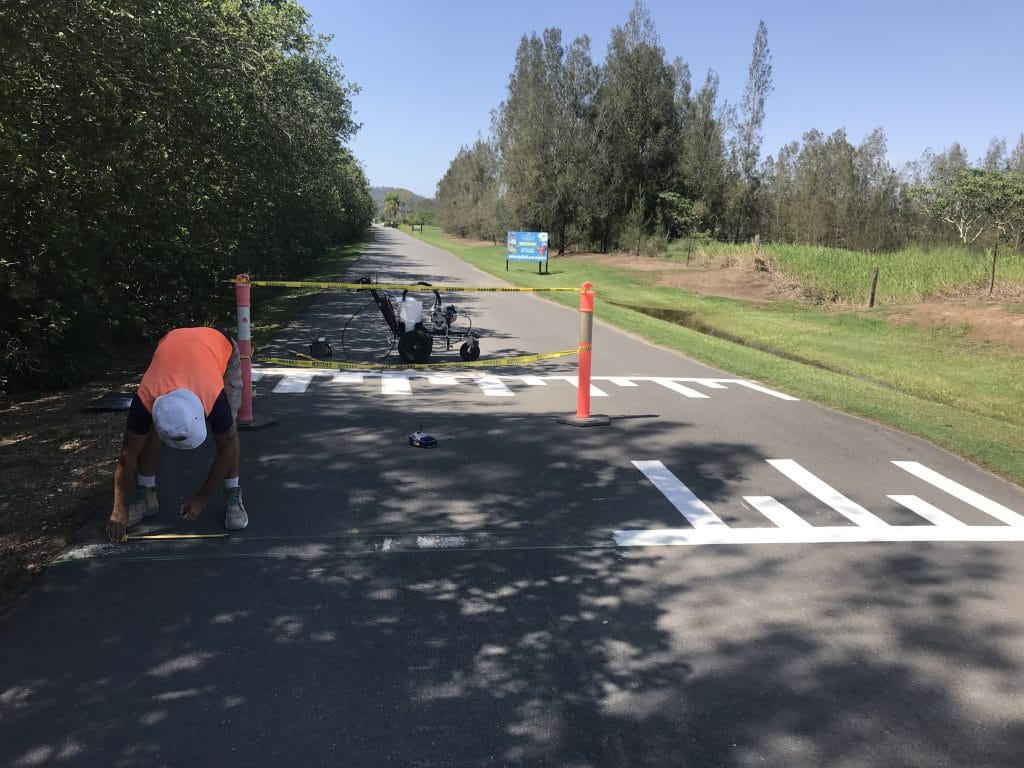 crossing line marking in progress