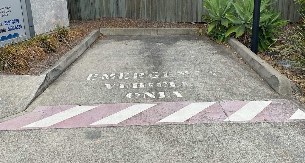 before line marking - emergency vehicle parking