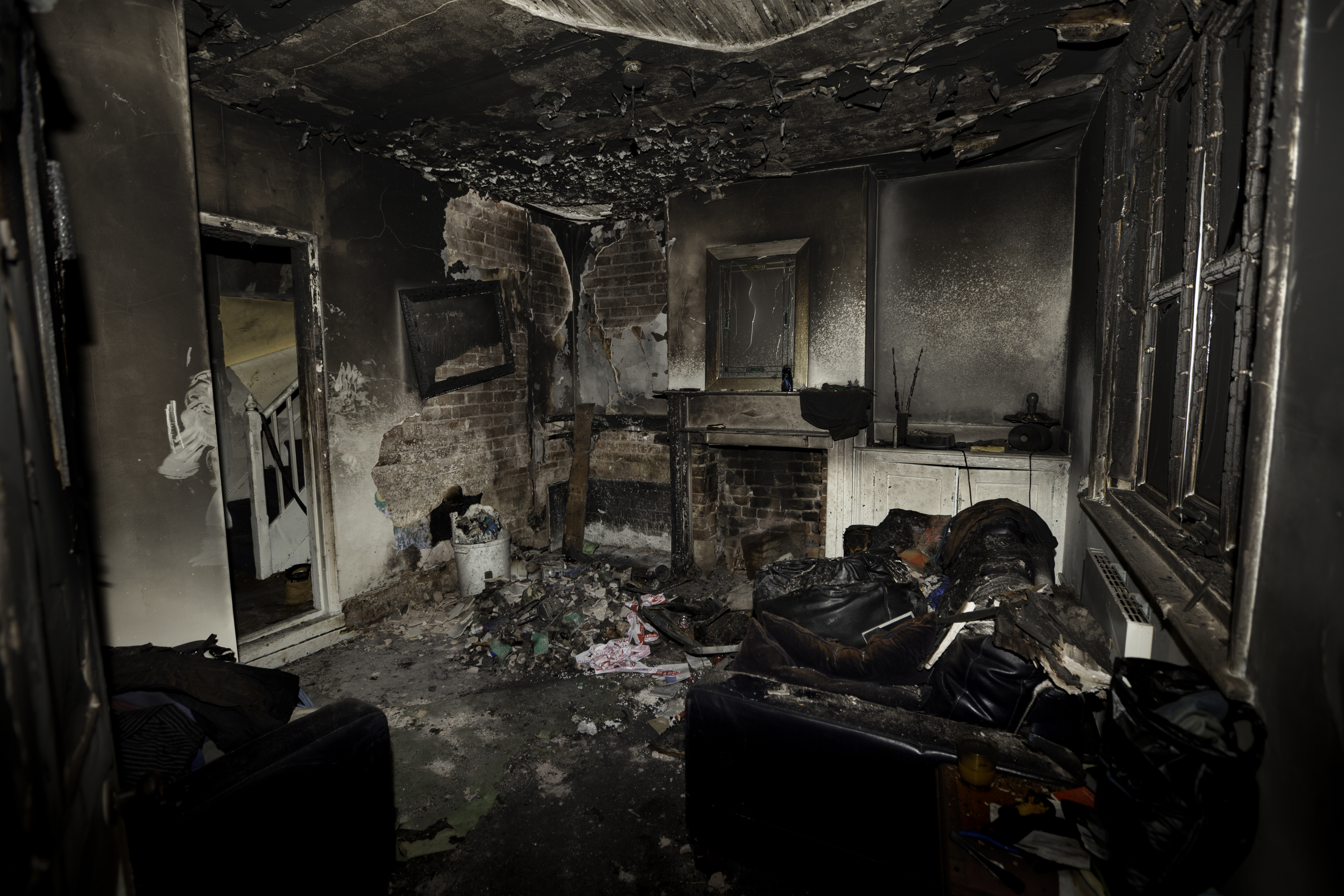 House interior damaged by fire