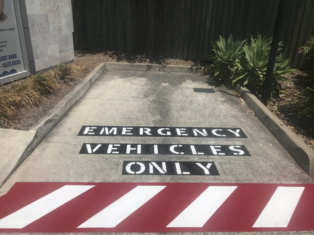 emergency vehicle line marking after